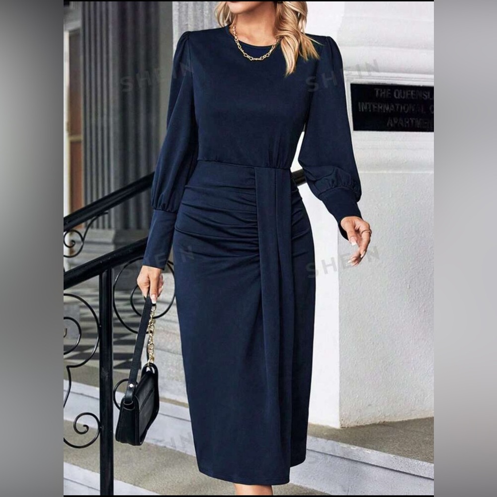 Navy Blue Fitted Dress